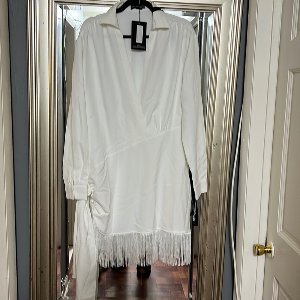 Pretty Little Thing White shingle dress